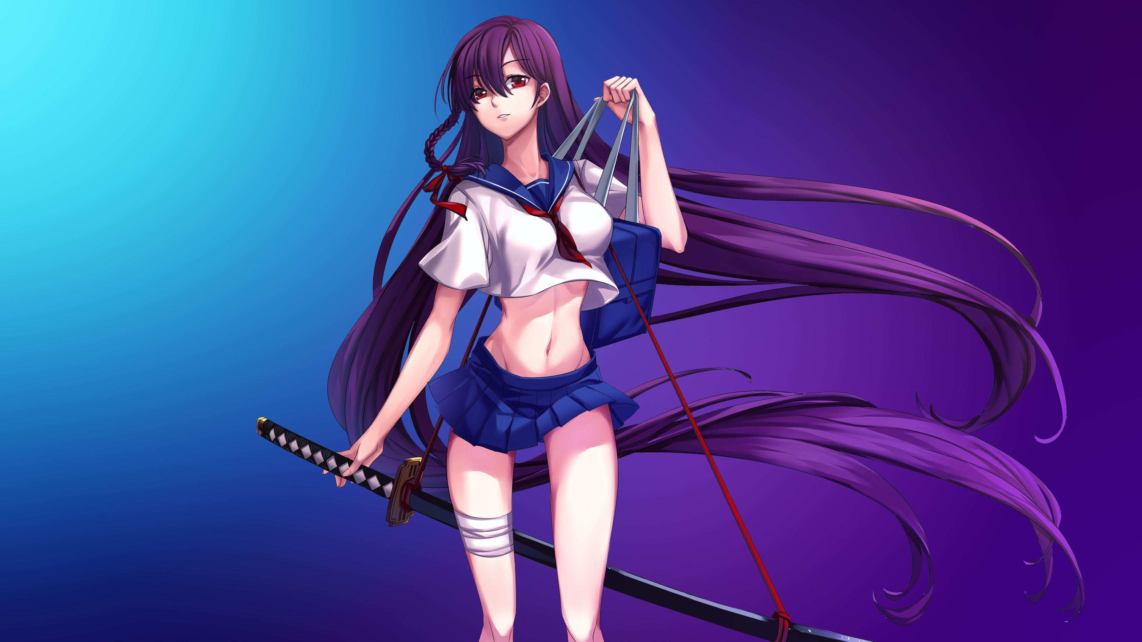 Katana Girl 4k, HD Anime, 4k Wallpaper, Image, Background