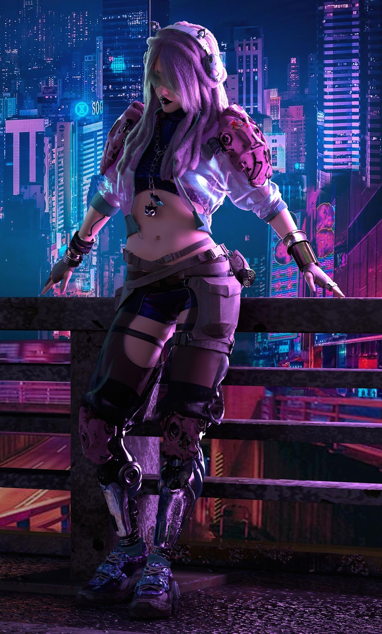 Cyberpunk City Girl 4k iPhone HD 4k Wallpaper