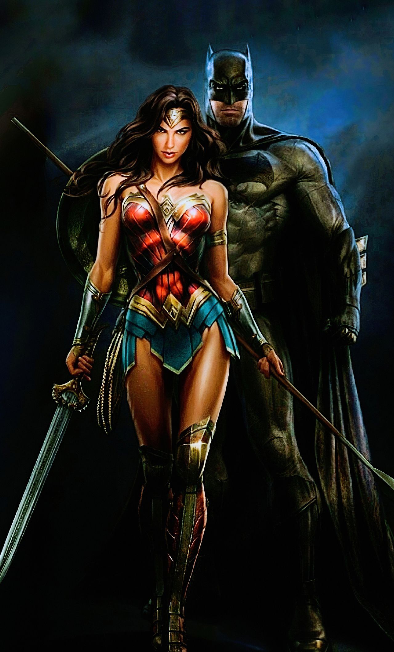 Batman Wonder Woman Art iPhone HD 4k Wallpaper