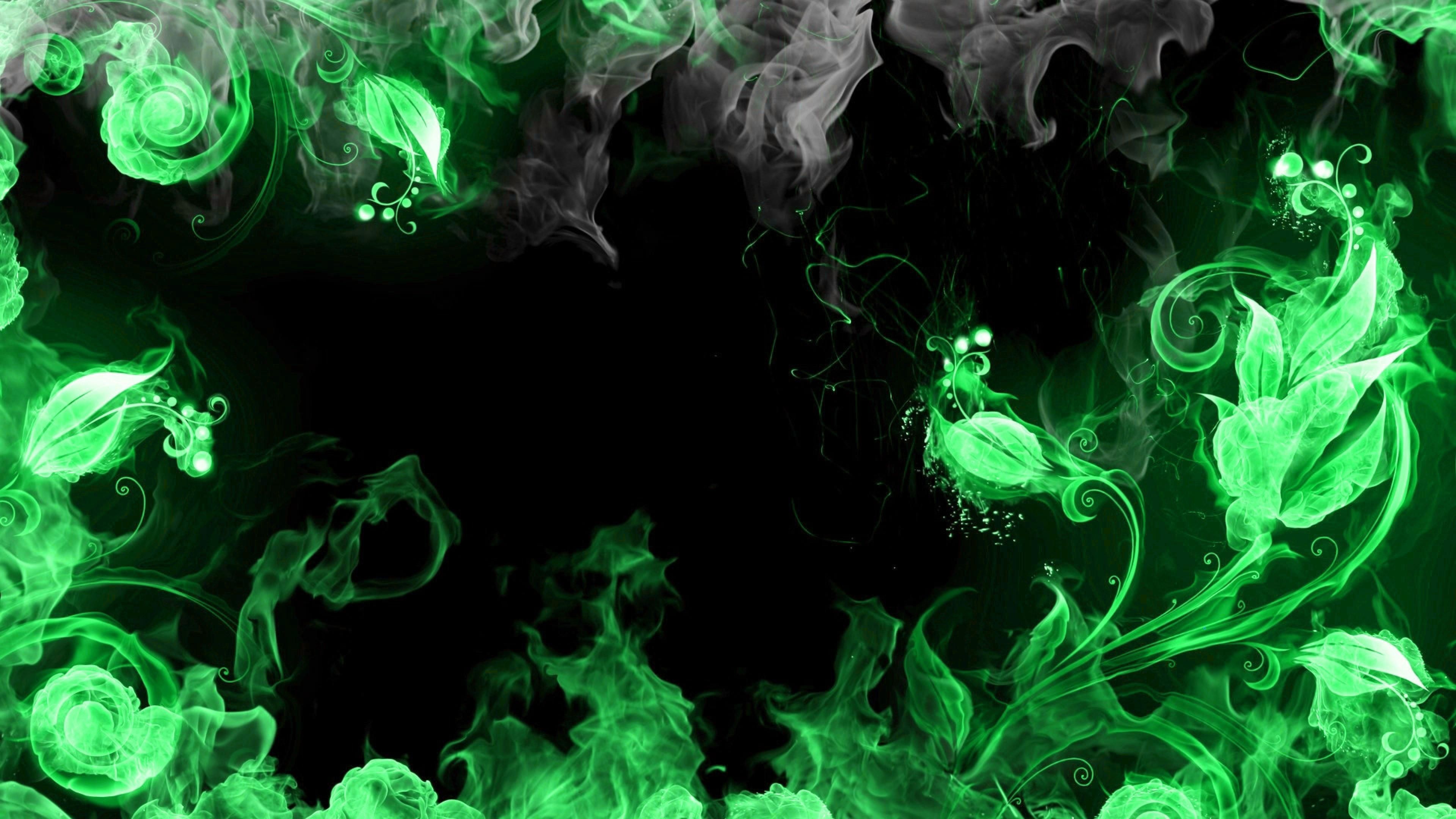 Black Green Smoke. Abstract Desktop HD Wallpaper. Smoke