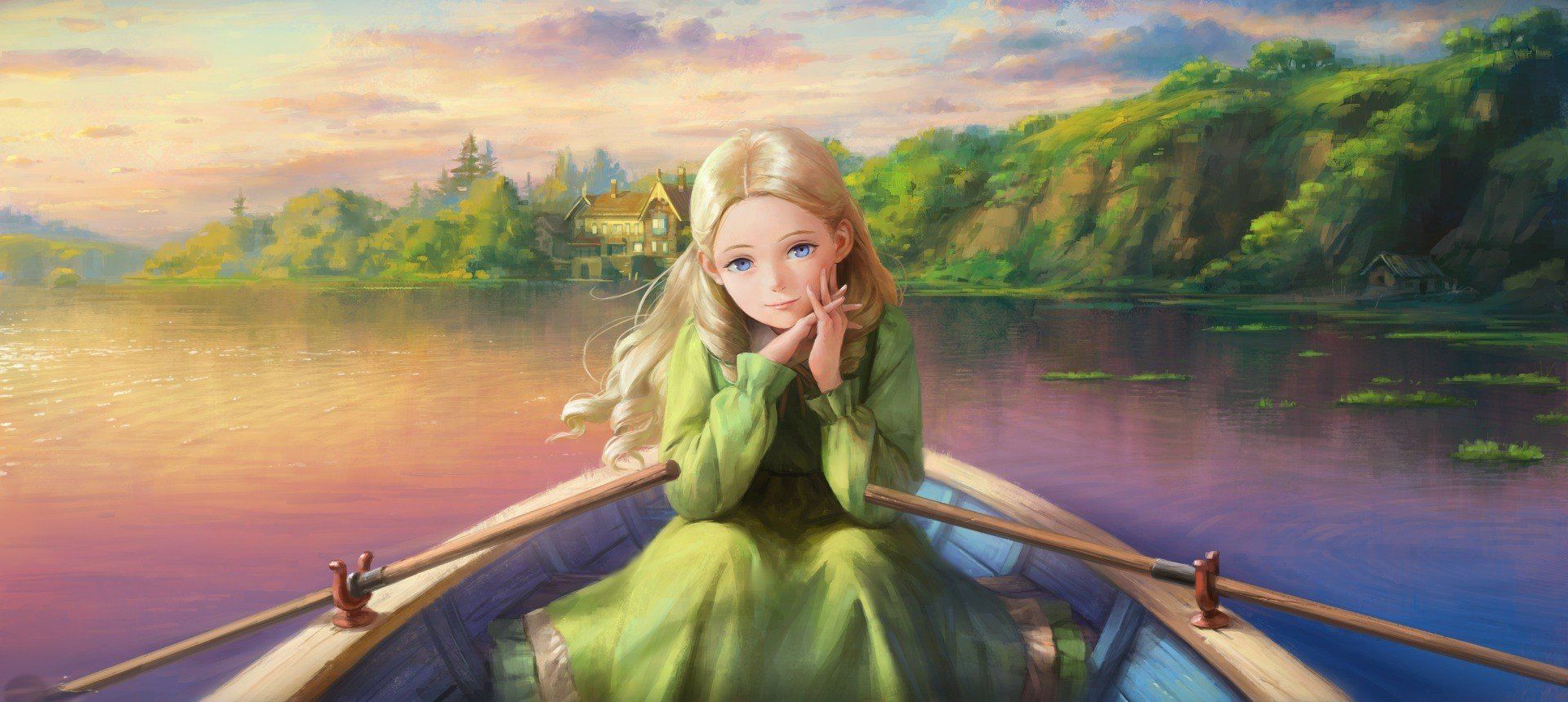 blue eyes, Boat, Original characters, Dress, When Marnie Was There