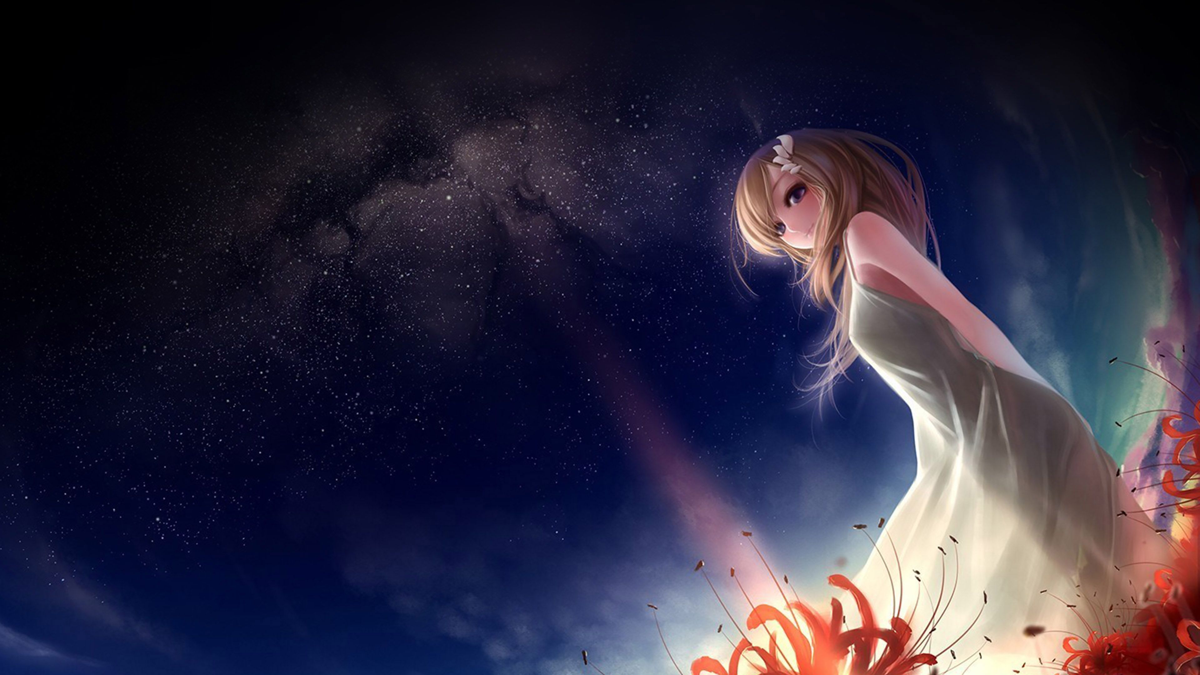 Anime Girl In Space Sky Wallpaper