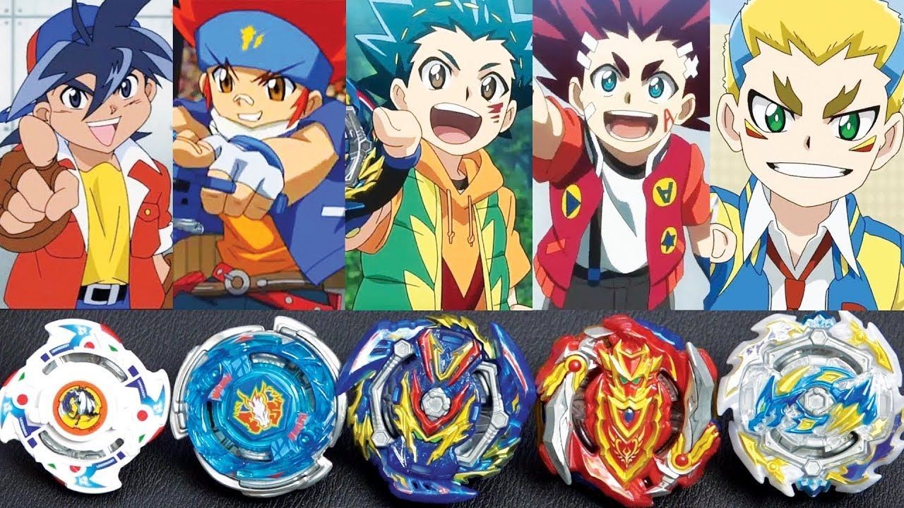 5 of the 6 protagonists of the 3 generations of Beyblade.