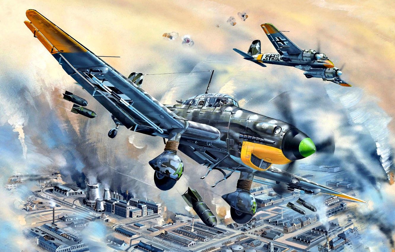 Wallpaper attack, Dive bomber, Stuka, specialized, SC bombs