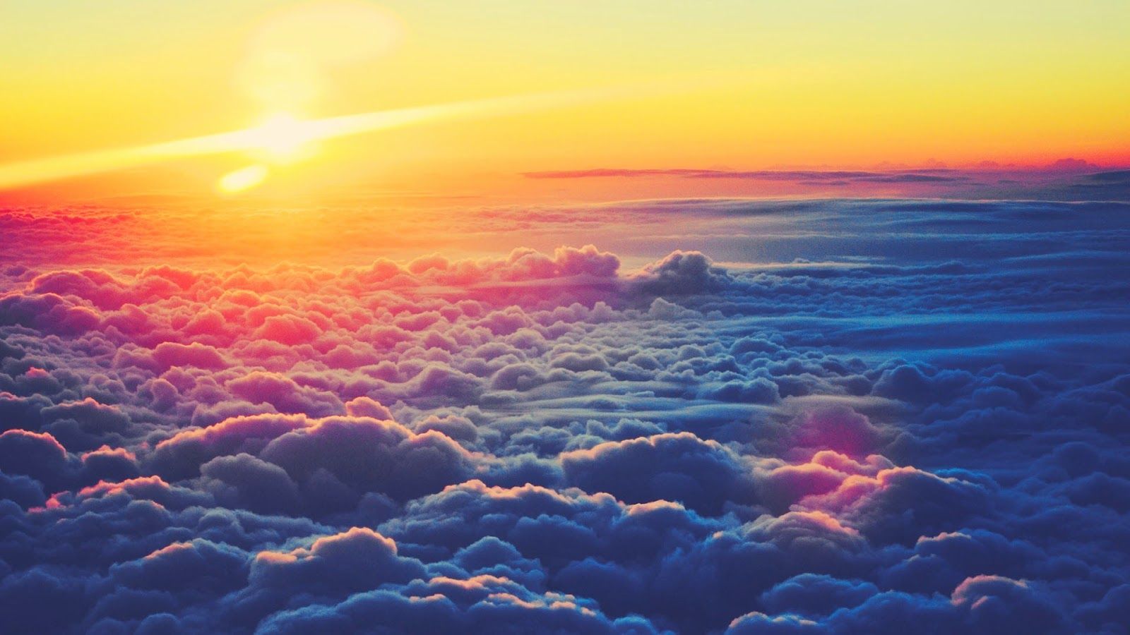 Above the Clouds Sunset Computer Wallpaper