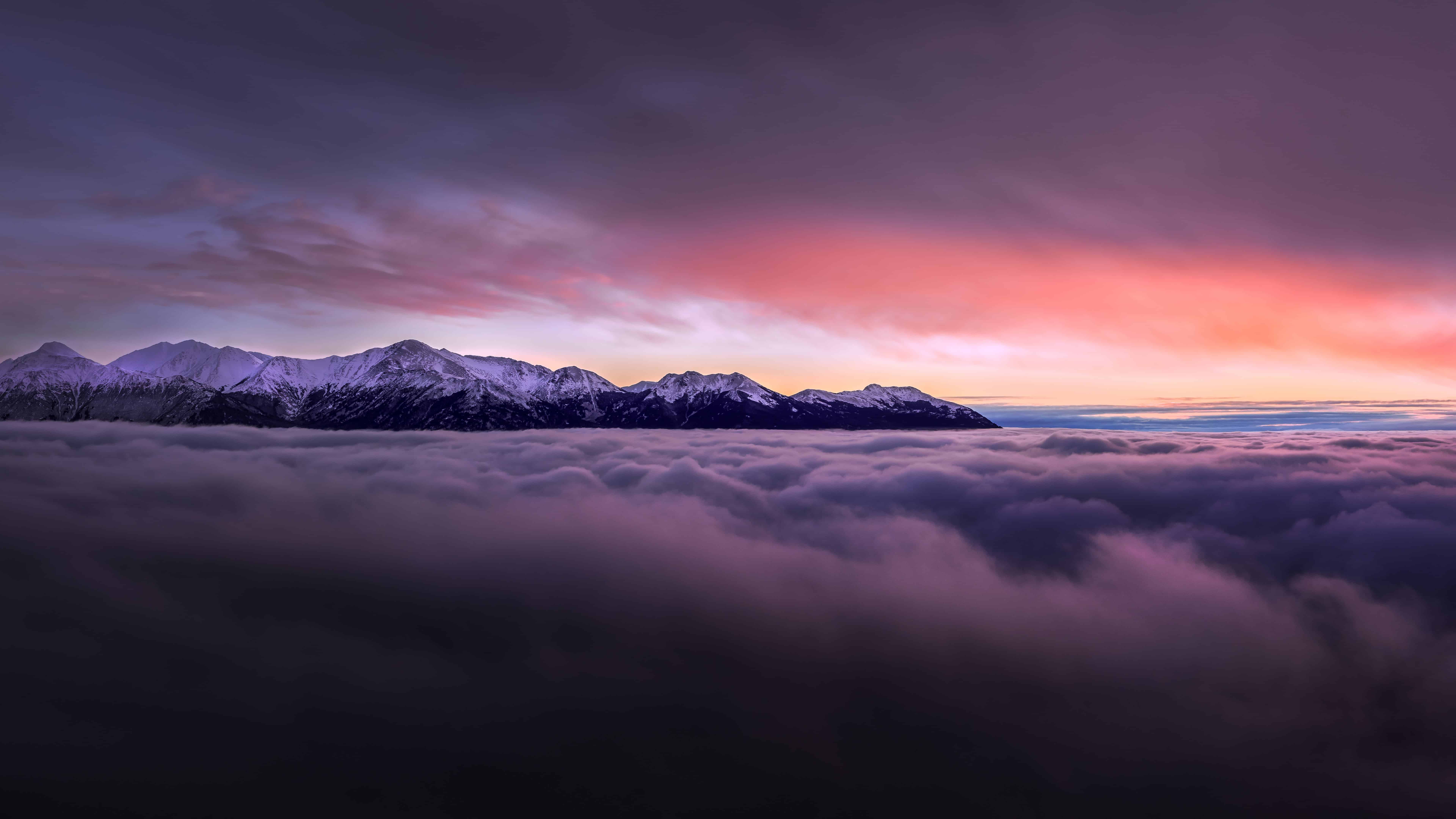 Sunset With Mountains Above Clouds R Wallpaper