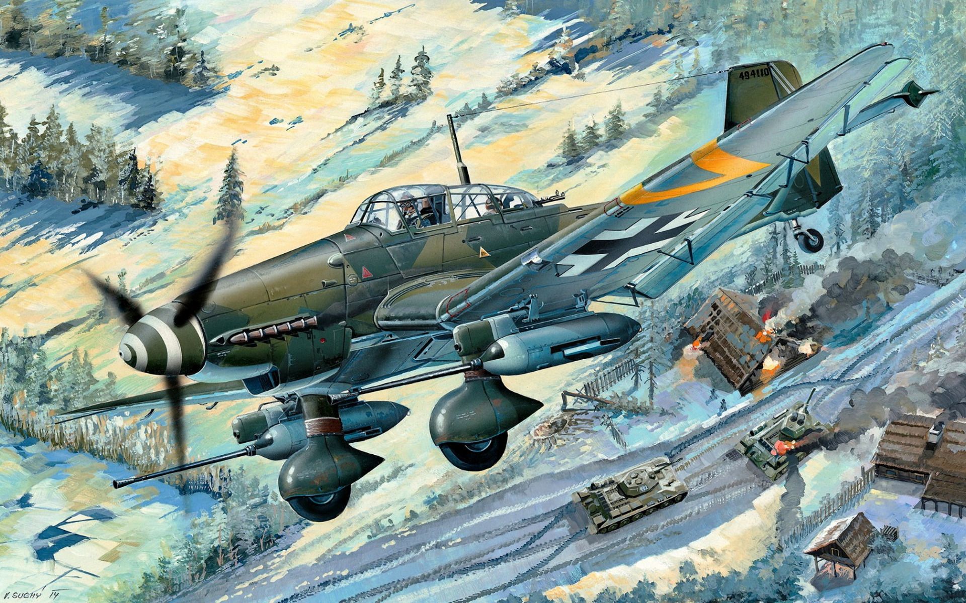Download wallpaper Junkers Ju Stuka, Sturzkampfflugzeug