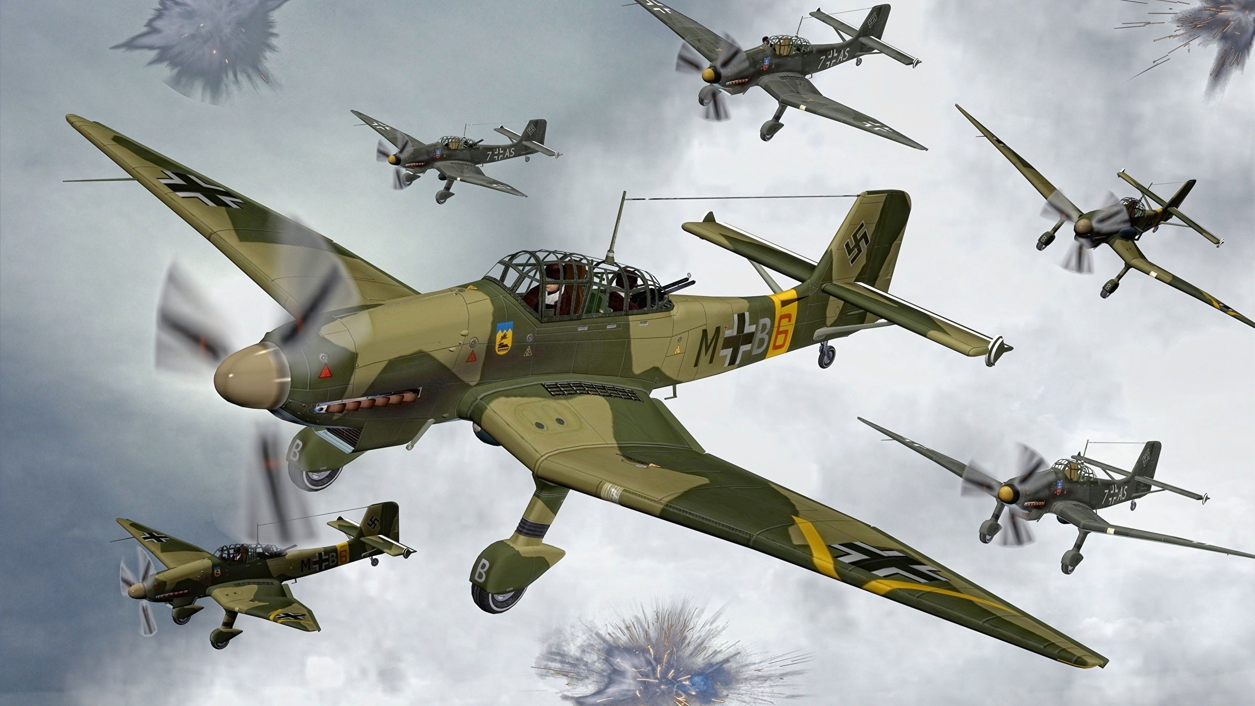 image Airplane Junkers Ju.87A Stuka 3D Graphics Aviation 2560x1440