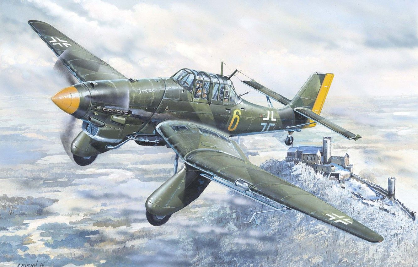 Wallpaper Germany, painting, Junkers, Air force, Ju.87A Stuka