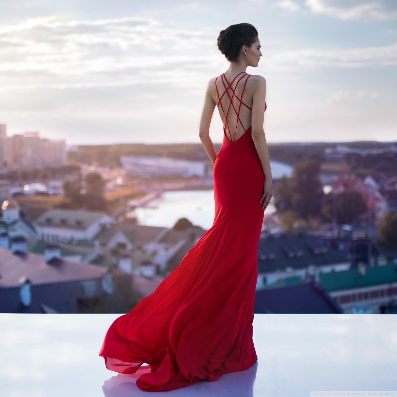 Fashion Model in a Beautiful Red Dress Ultra HD Desktop Background Wallpaper for: Widescreen & UltraWide Desktop & Laptop, Tablet