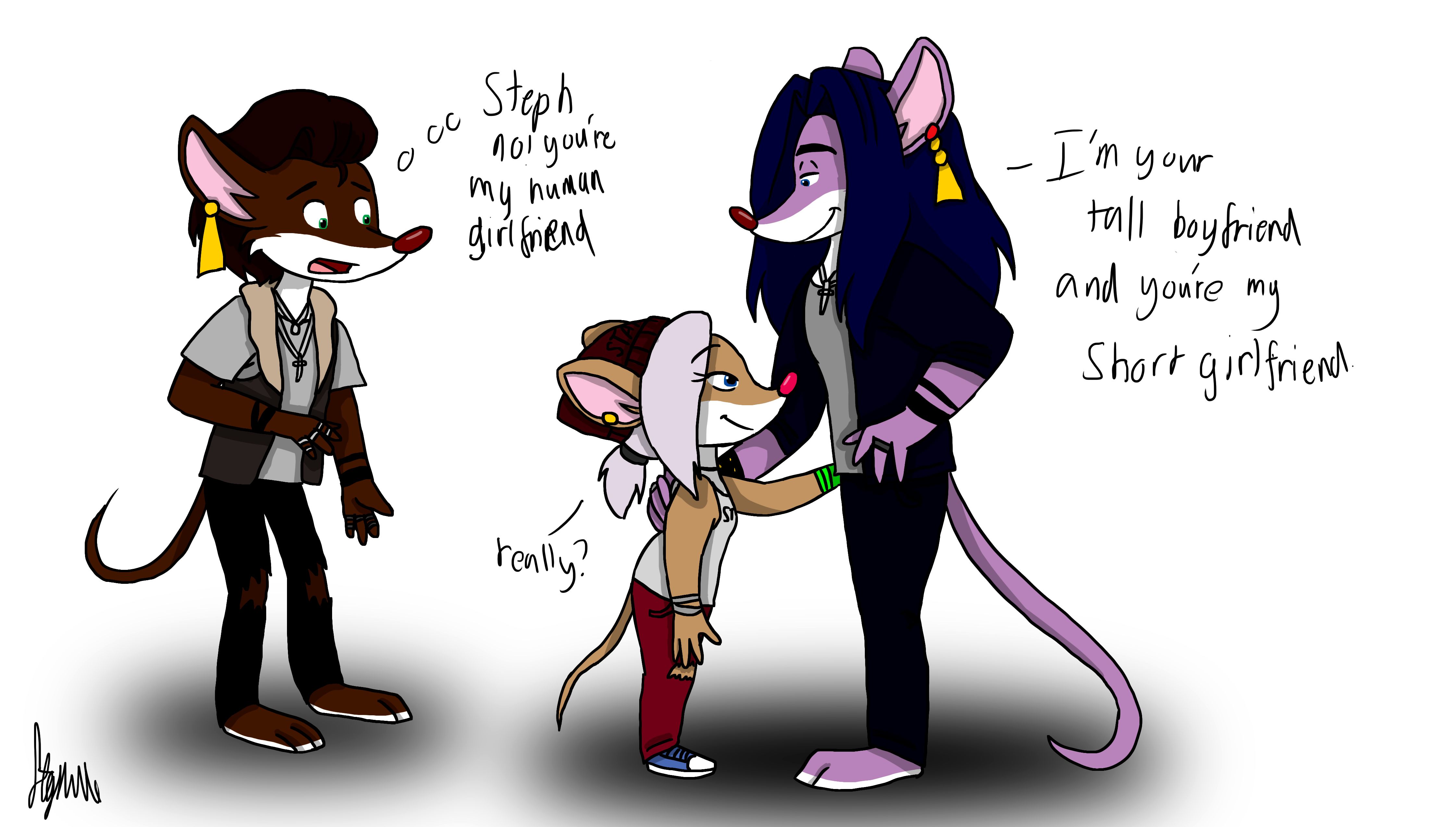 Dyna having a short girlfriend with medium length hair Stephenie