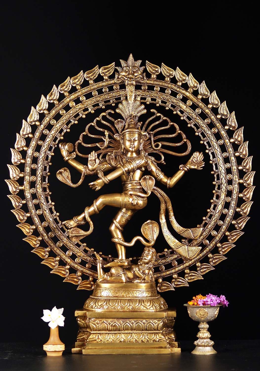 Brass Dancing Nataraja With Cobras 27. Shiva