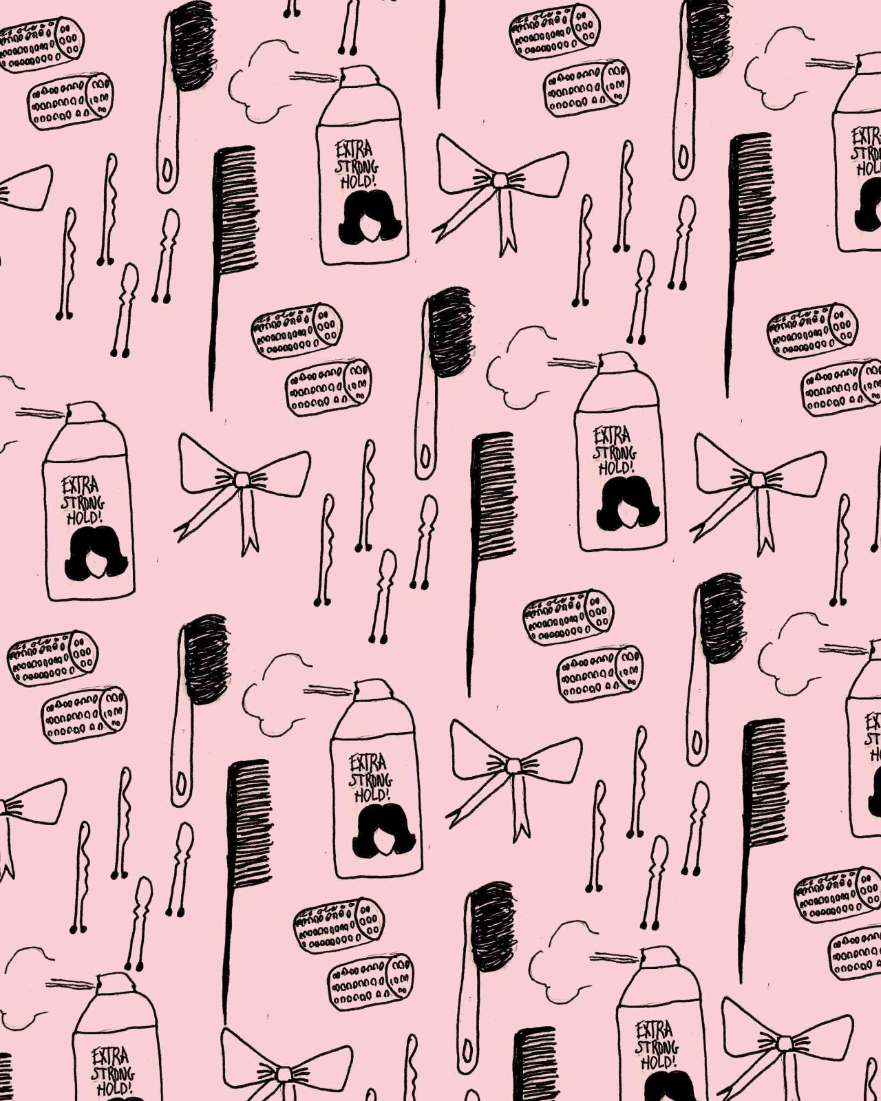 BOUFFANTS & BROKEN HEARTS pattern. Salon wallpaper, Hair salon