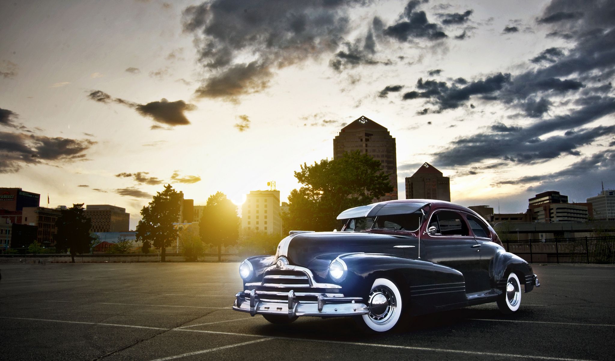 pontiac, Retro, Classic, Cars, Cities, Sunset Wallpaper HD