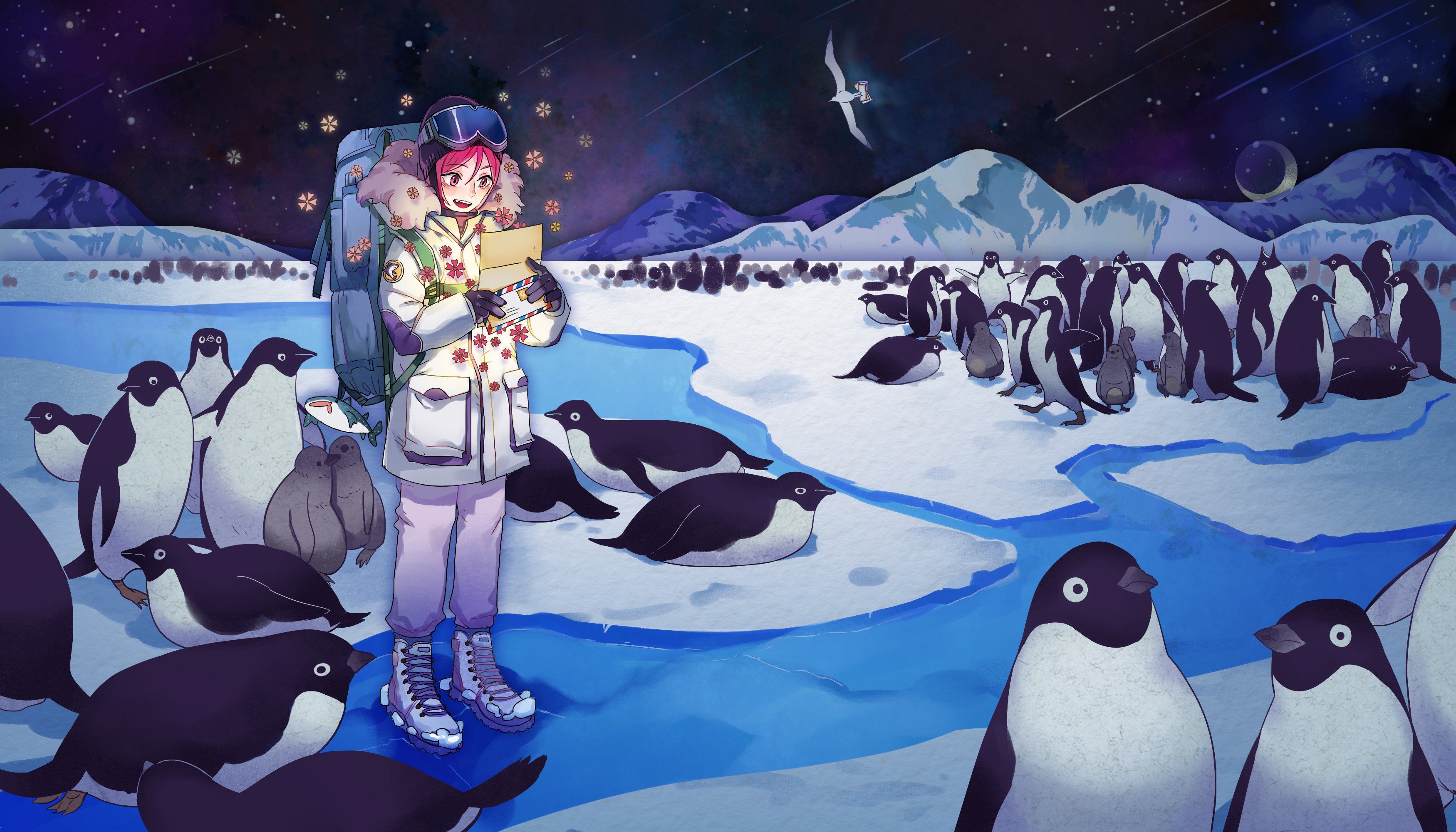 Free Matsuoka Rin Penguin Night Sky Backpack wallpaperx2000