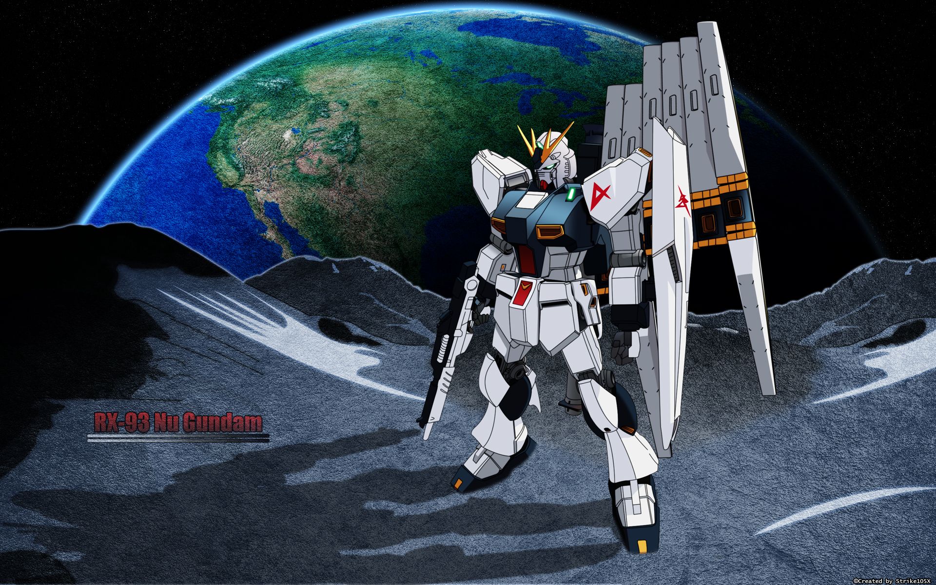 Mobile Suit Gundam Century Wallpaper: Nu Gundam Stands