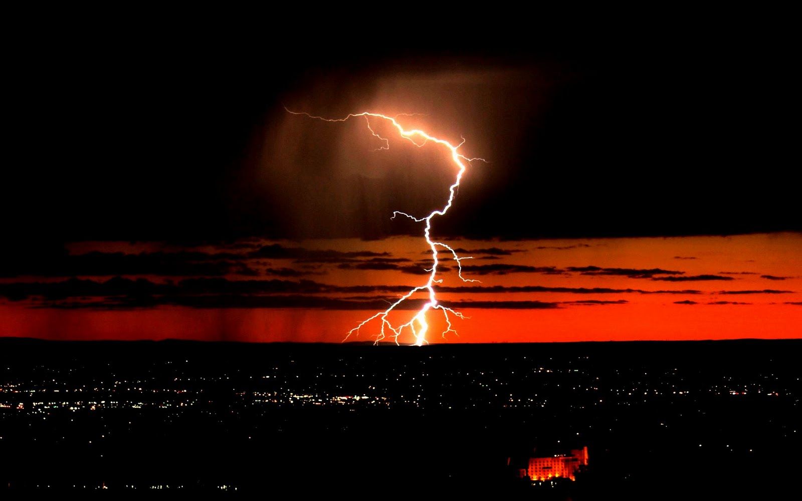Red Lightning Wallpapers Hd. landscapes nature storm darkness city
