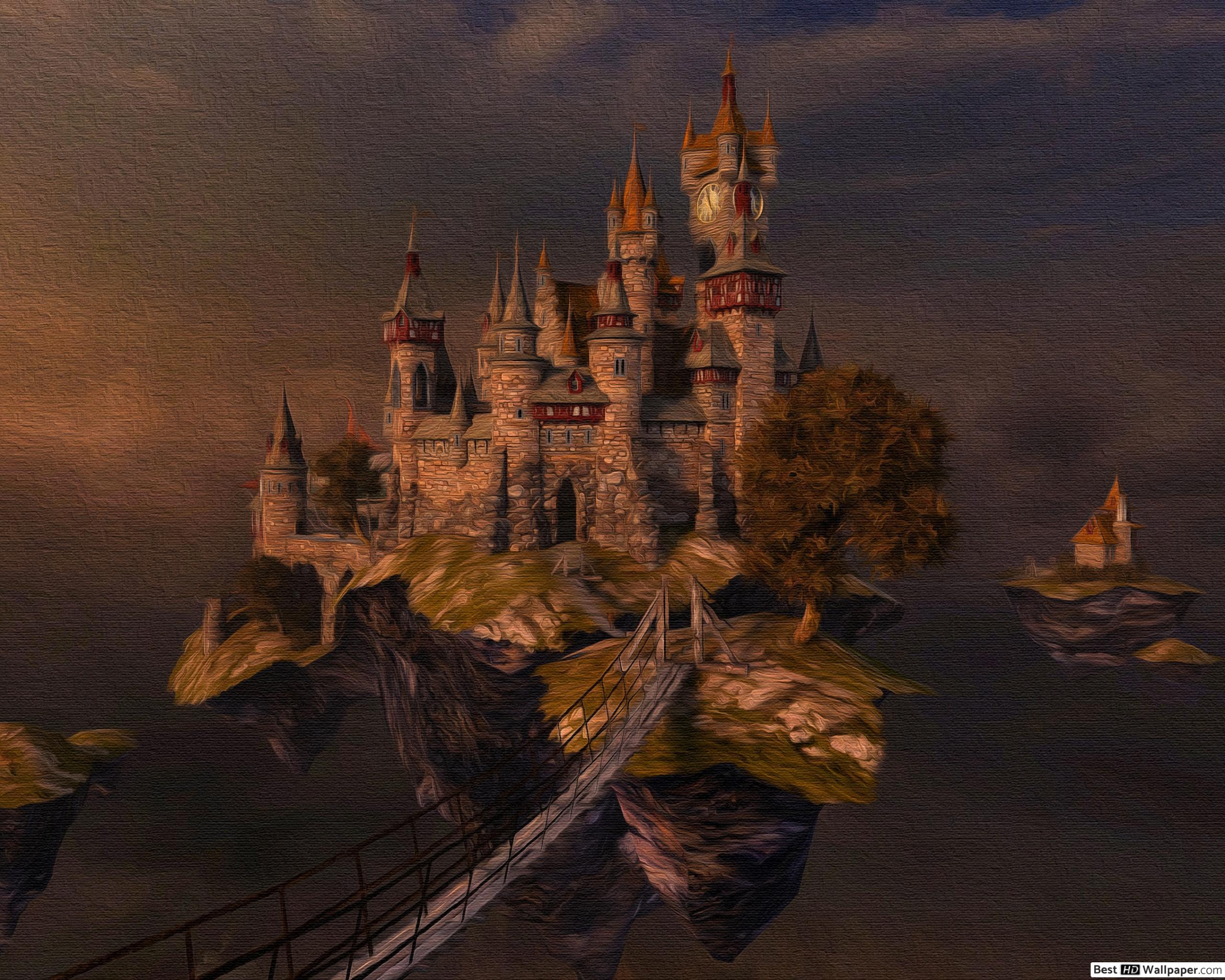 Floating castle HD wallpaper download