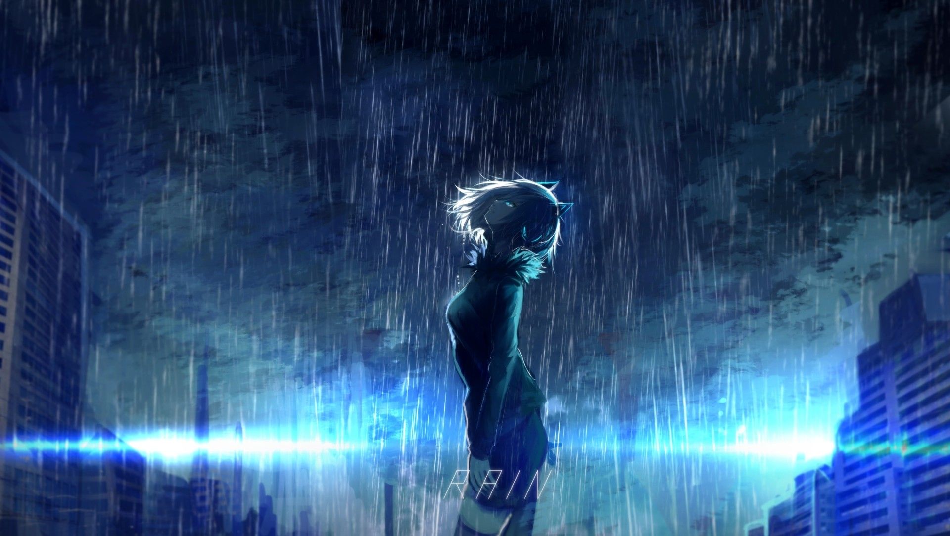 #rain, #anime girls, wallpaper. Mocah.org HD Wallpaper