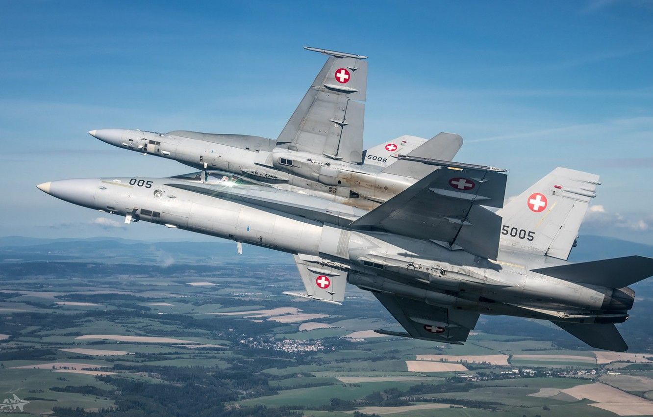 Wallpaper Horizon, Fighter, Pilot, The Swiss Air Force, F A 18