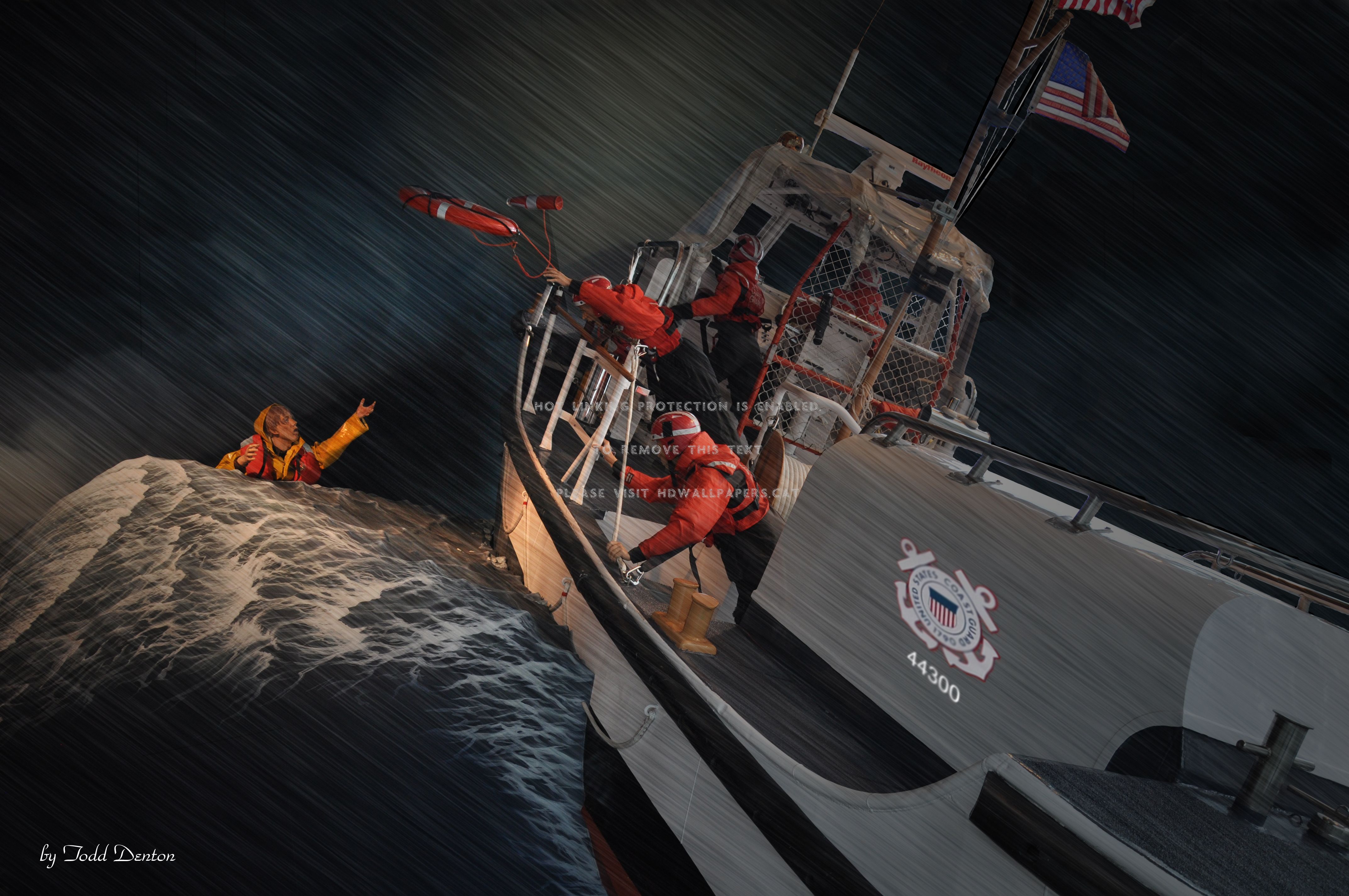 rescue at sea strom coast guard waves