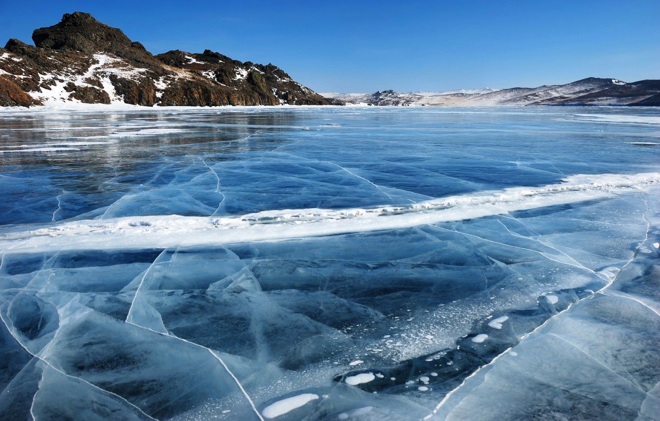 Wallpapers ice, winter, snow, lake, shore, Baikal, Russia, Baikal