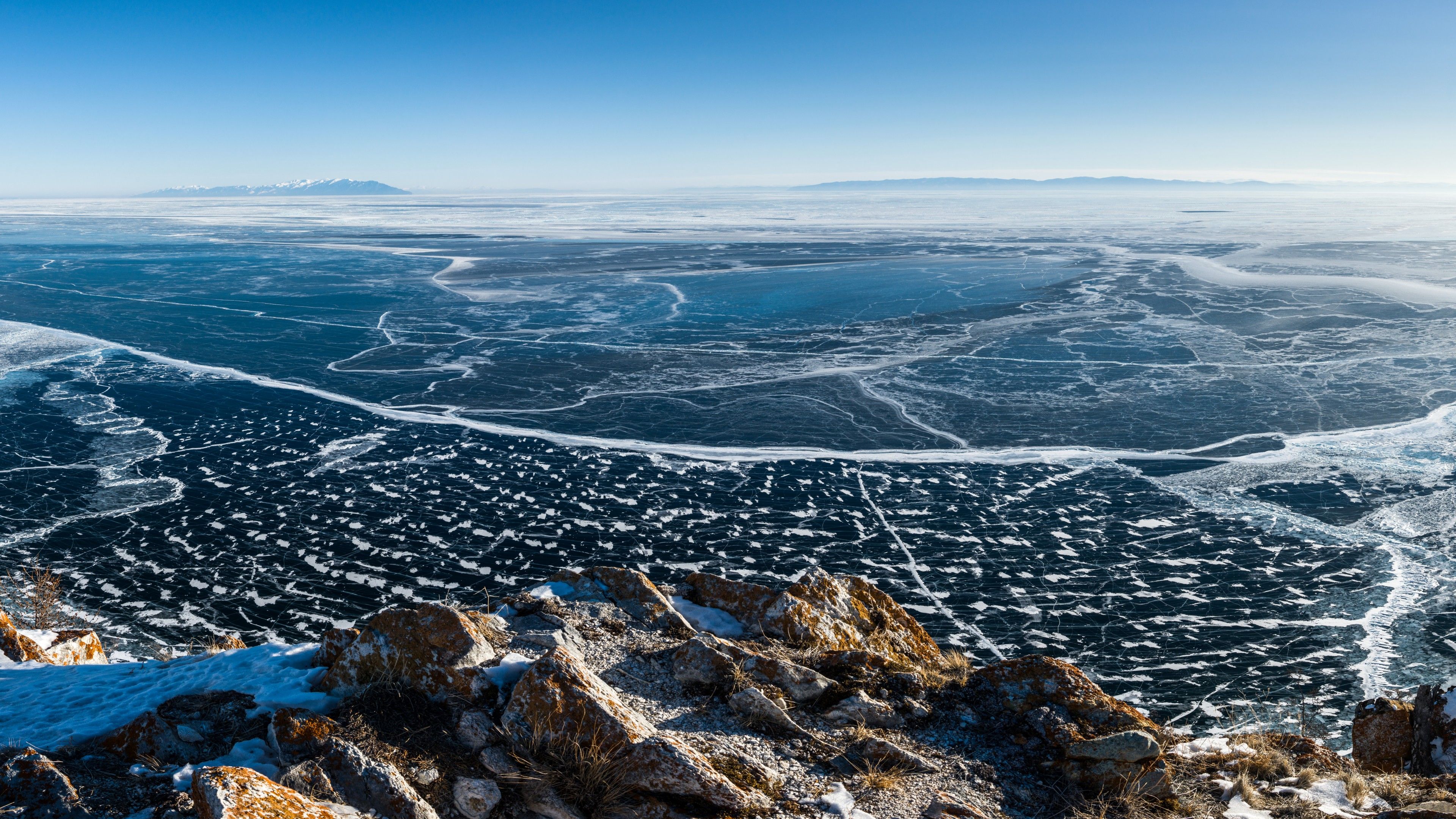 Wallpapers Lake Baikal, ice, 8k, Nature