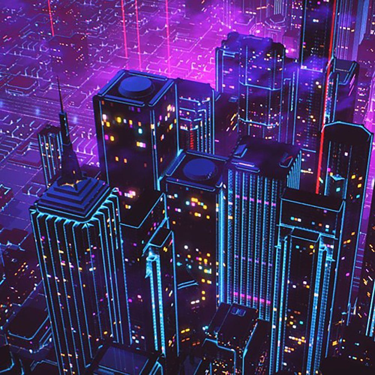 Planet City cover art by Wice Synthwave, retro future, neon city