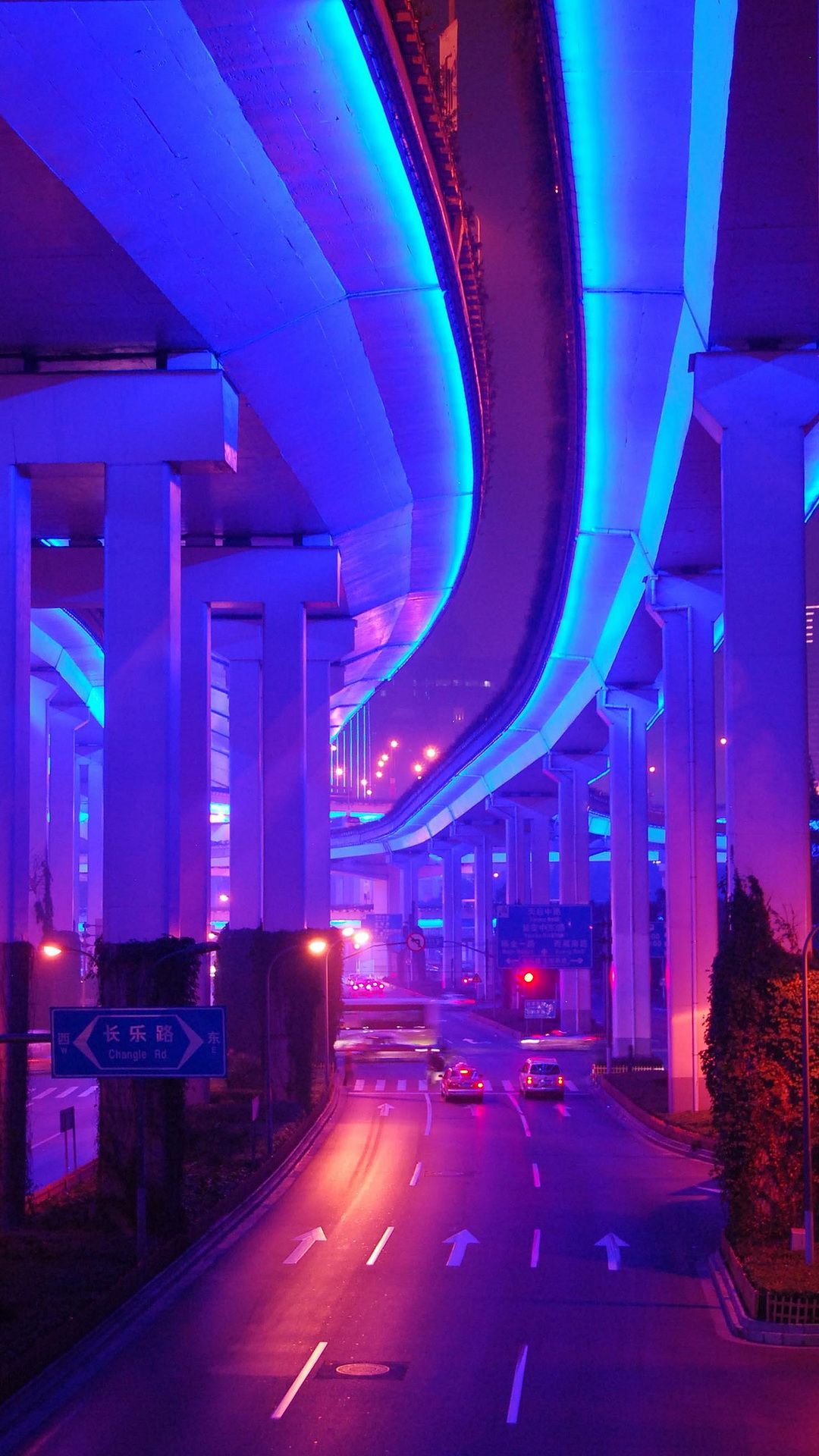 vaporwave #road #city #retro #color #blue #purple #aesthetic
