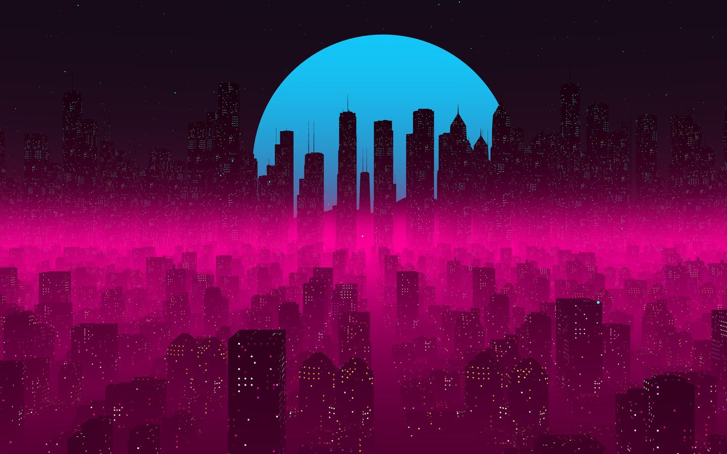 Purple And Blue Retro City Wallpapers Wallpaper Cave