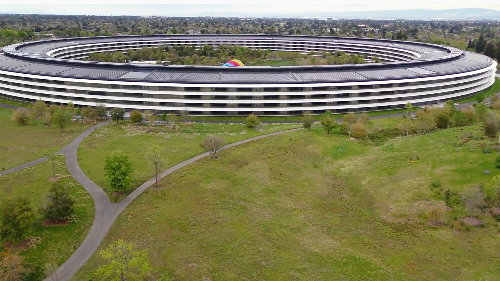 Drone Video Shows Empty Apple Park Campus