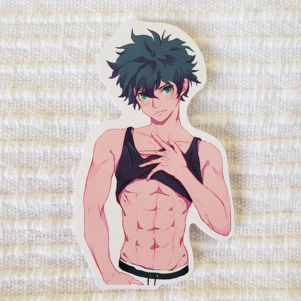 shirtless deku Sticker Is about 7 cm tall Item