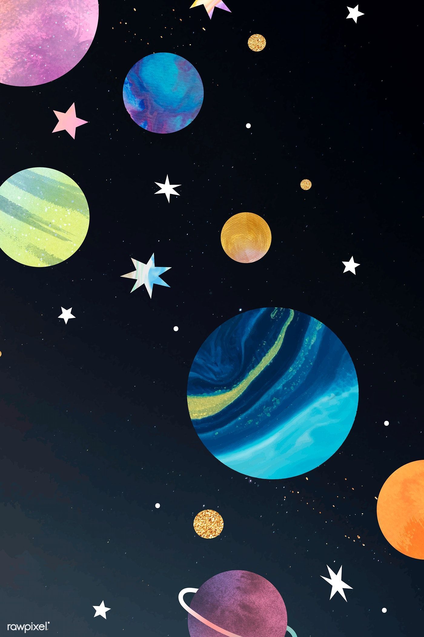 Download premium vector of Colorful galaxy watercolor doodle