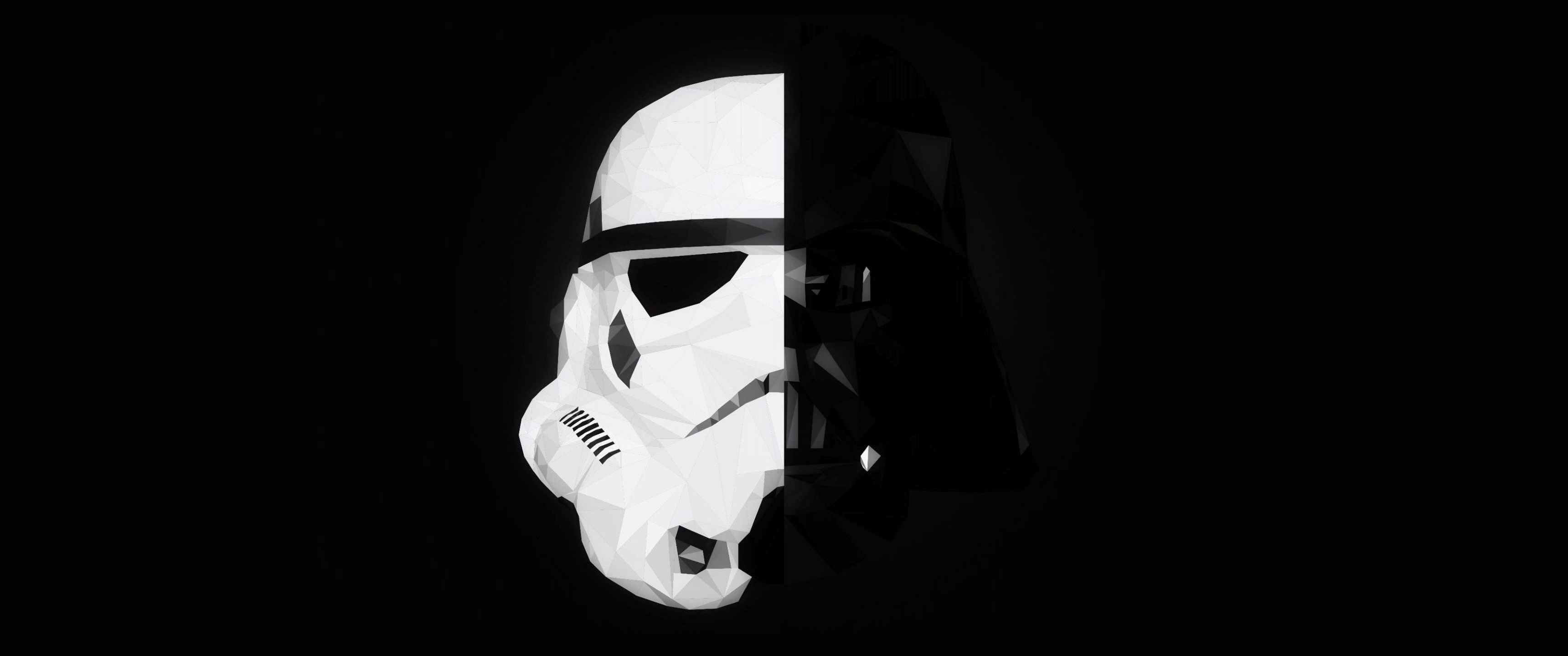 Star Wars, Stormtrooper, Darth Vader, Mask, Splitting, Minimalism Wallpaper HD / Desktop and Mobile Background
