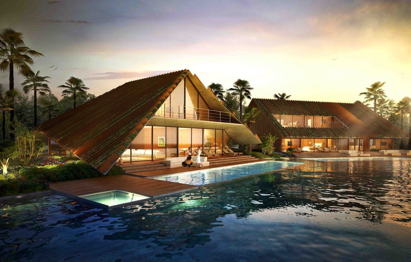 Wallpaper Villa, the evening, pool, Thailand, Luxury Villas image