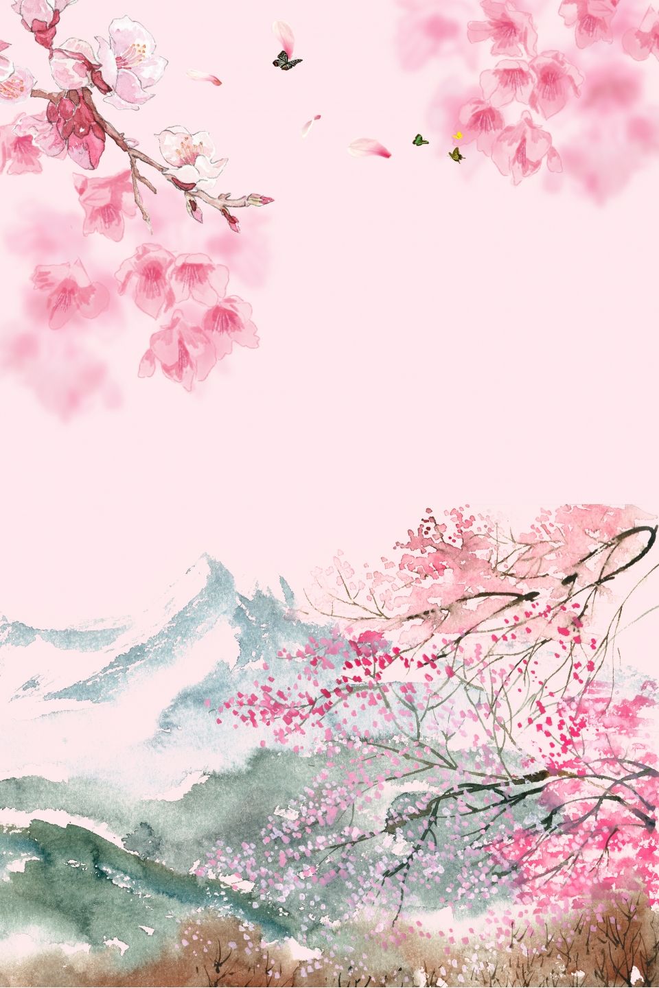 Pink Chinese Style Cherry Blossom Viewing Psd Layered H5 Background Material. Cherry blossom art, Cherry blossom wallpaper, Anime cherry blossom