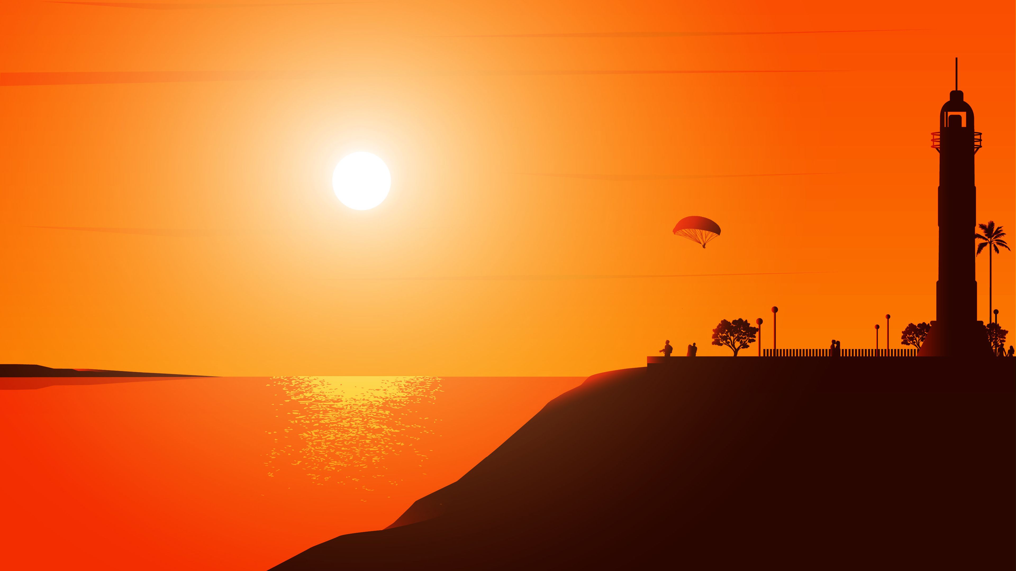 Scenic Evening Minimal 4K Wallpaper