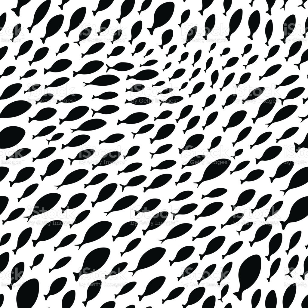 Seamless Pattern With A School Of Fish Wallpaper With Silhouettes Of Small Fish Texture With Marine Life Stock Illustration Image Now