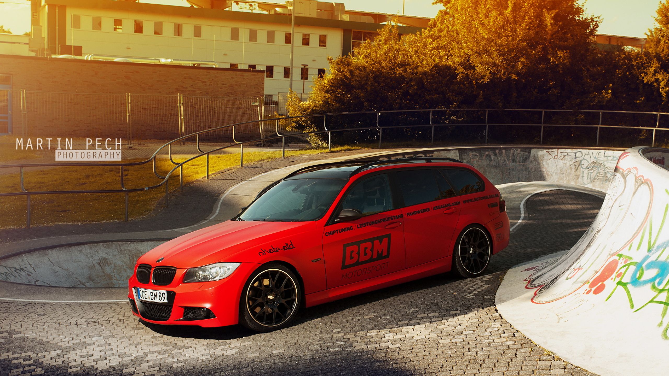 Image BMW 2013 330d E91 Red Cars 2560x1440