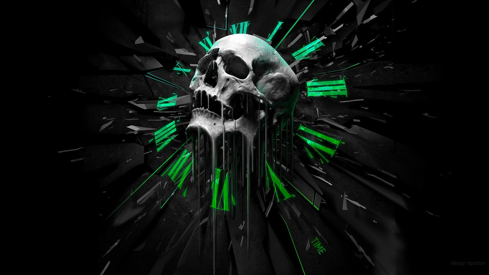 Skull Clocks Background. Skull