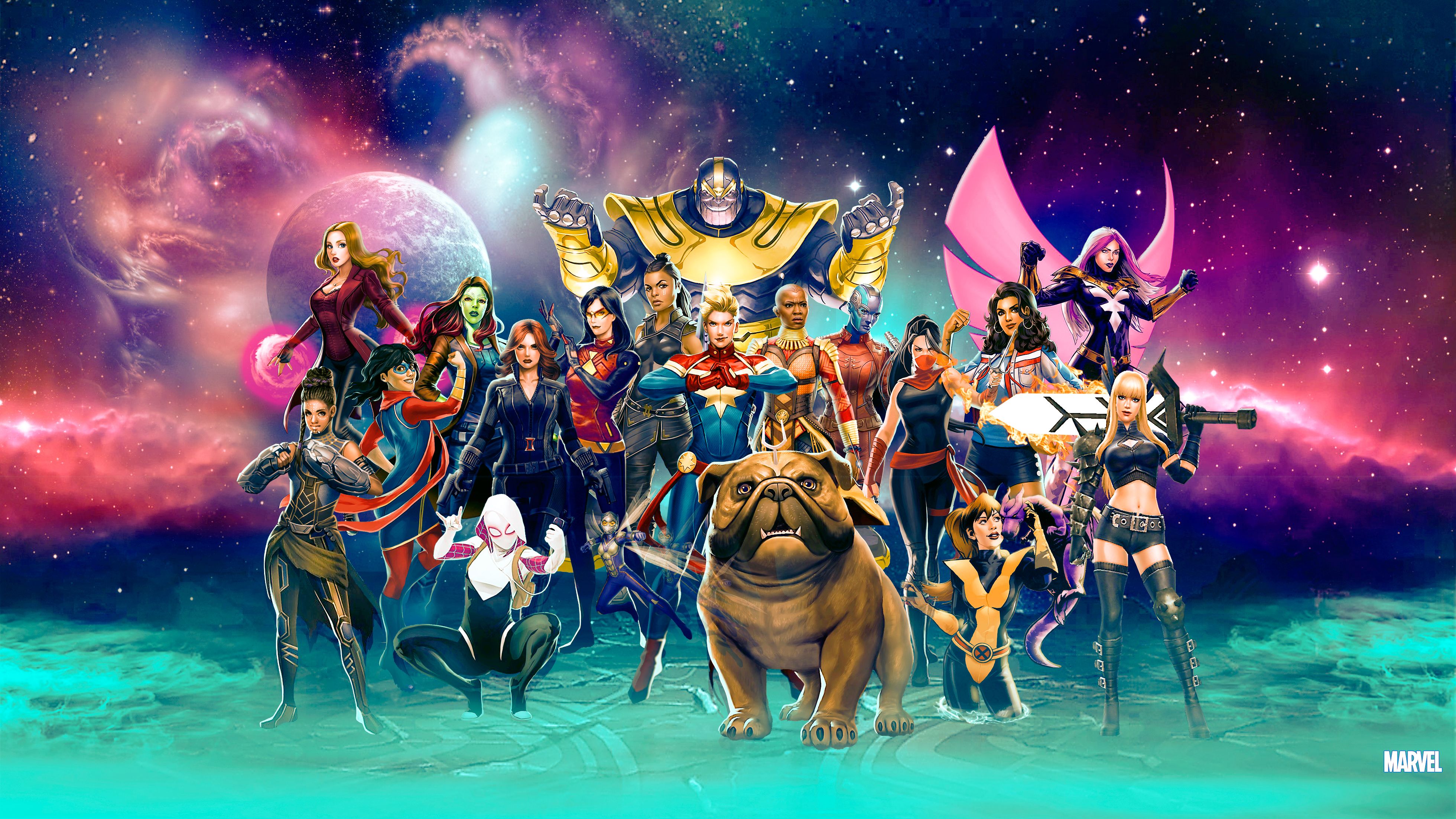 Marvel Girls Artwork 4k, HD Superheroes, 4k Wallpaper, Image, Background, Photo and Picture