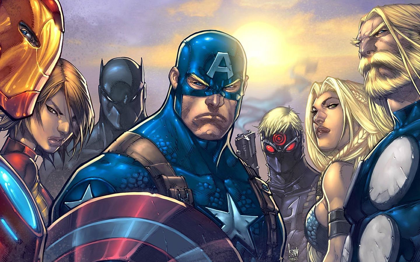Iron Man, Captain America, Black Panther, Hawkeye, Thor, Janet Van