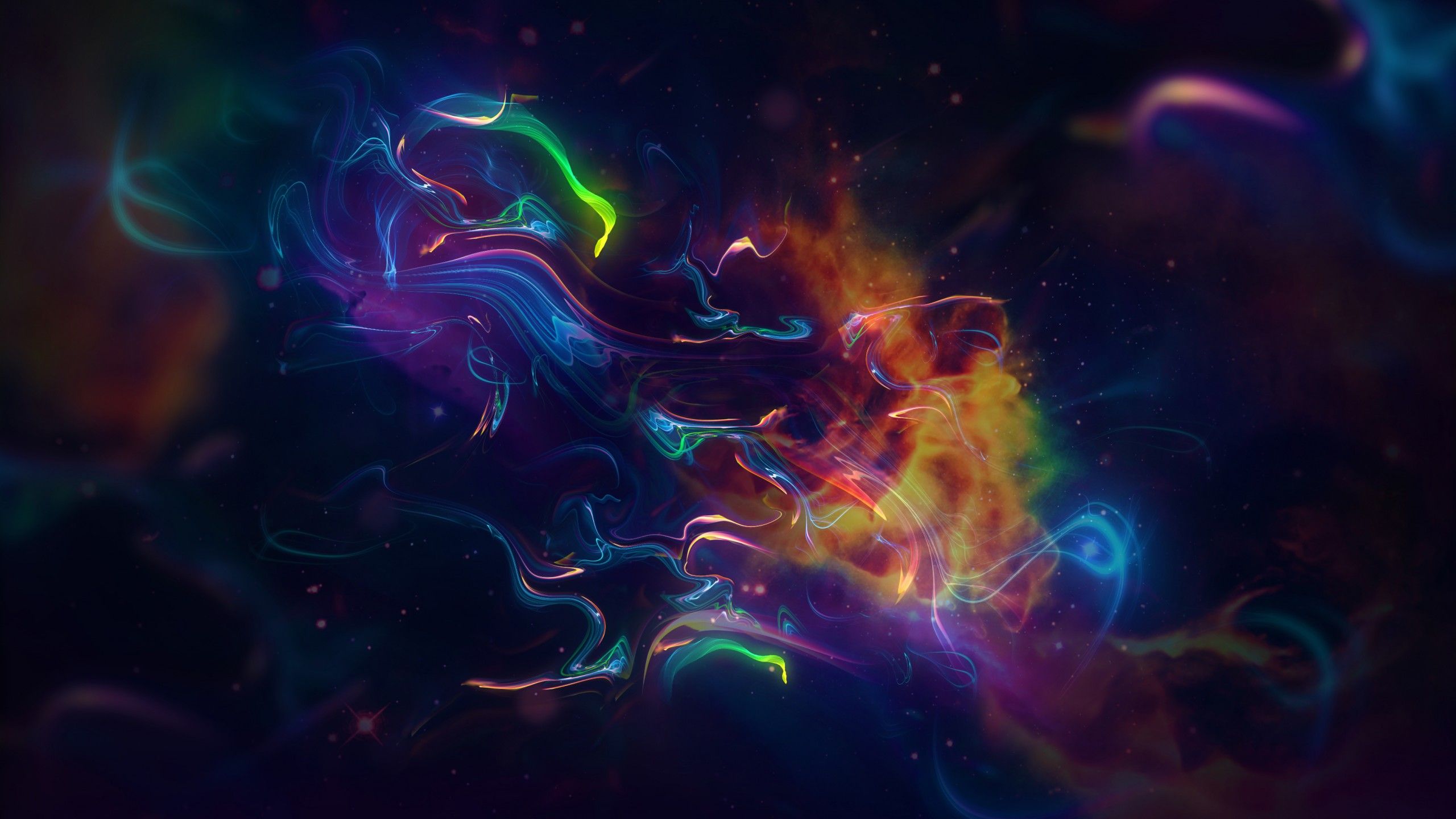 Wallpaper Smoke, Colorful, Space, Nebula, Digital art, 4K