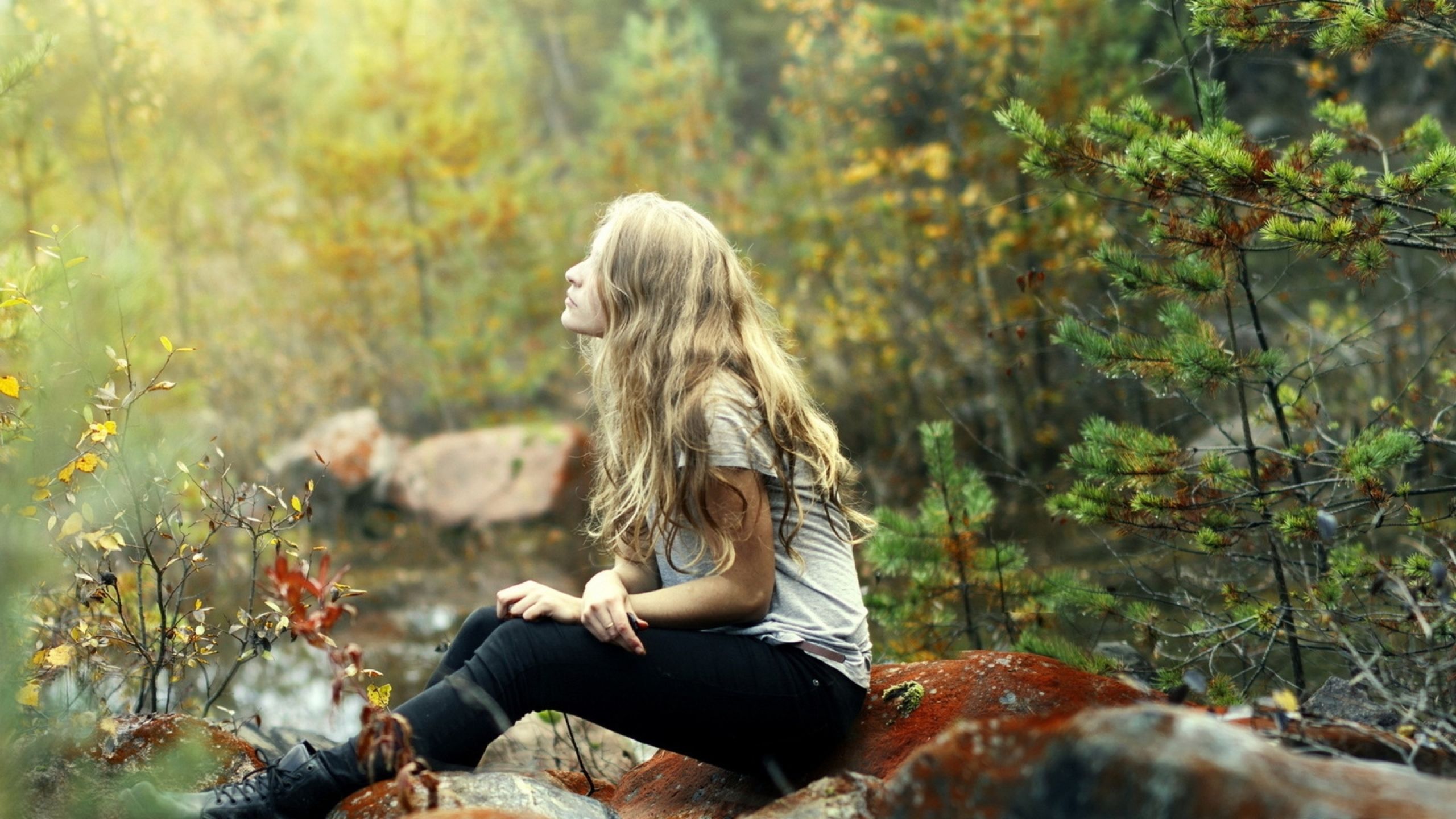 girl, blonde, nature 1440P Resolution Wallpaper, HD