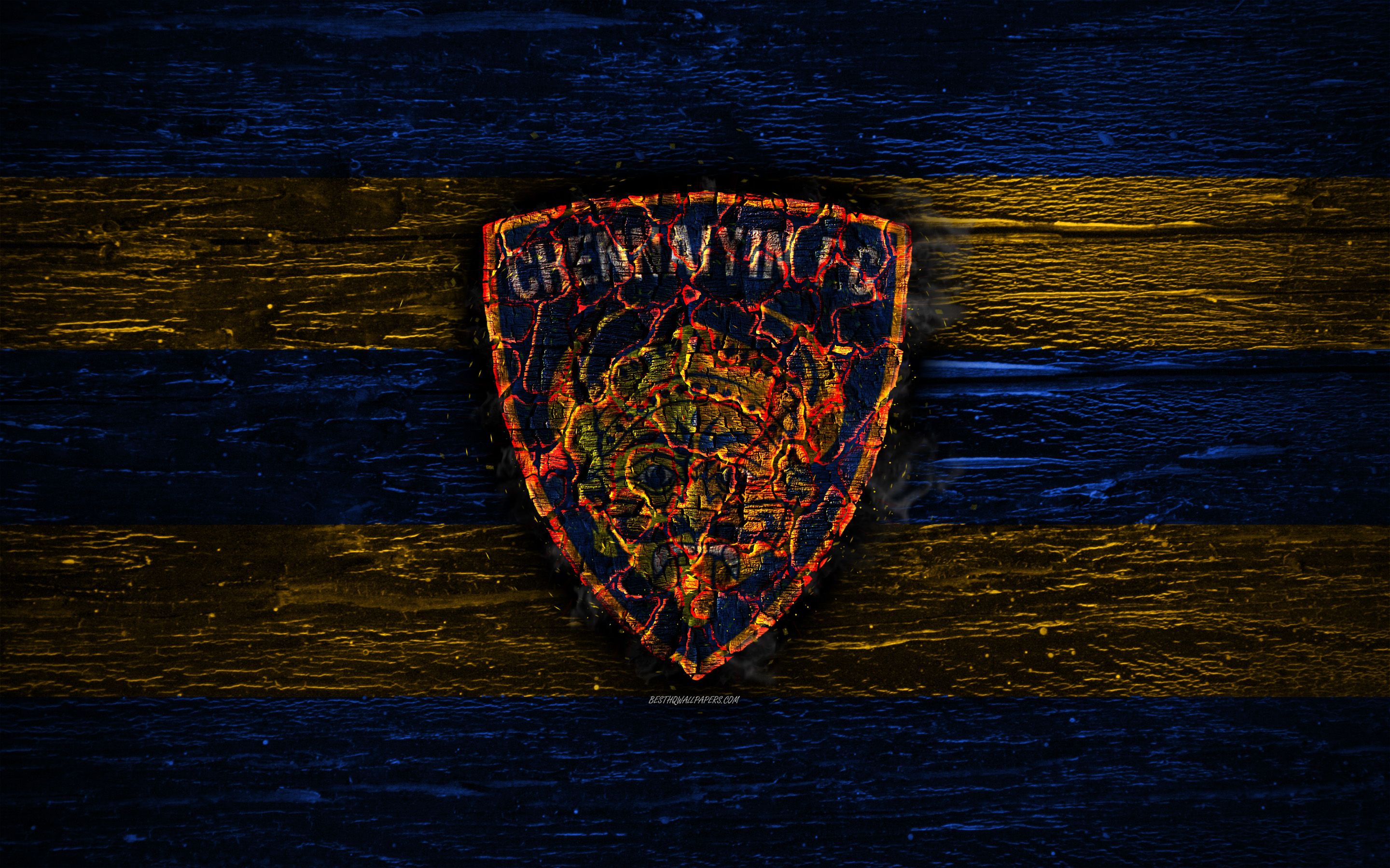 Download wallpaper Chennaiyin FC, fire logo, Indian Super League