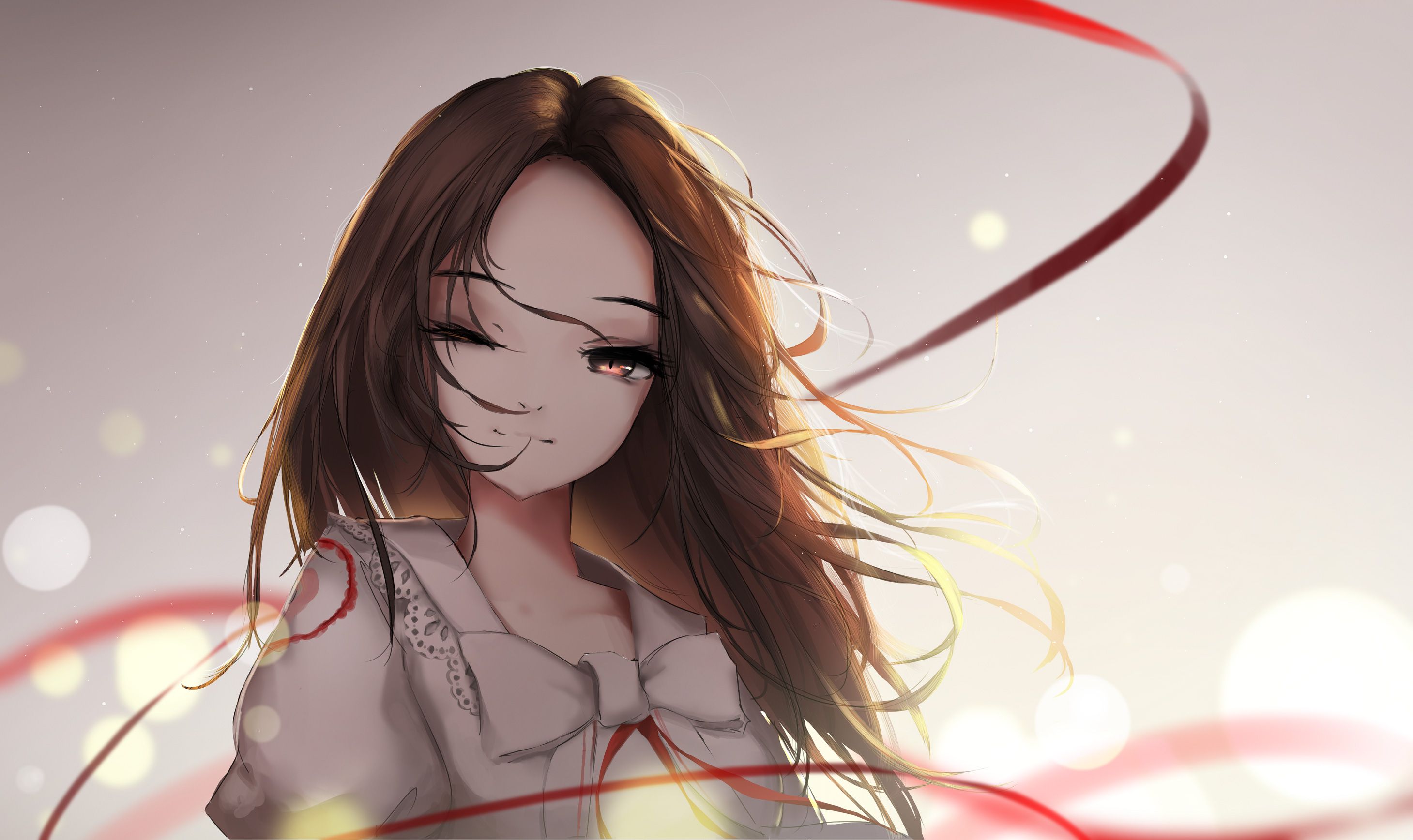 Brown Long Hair Anime Girl, HD Anime, 4k Wallpaper, Image