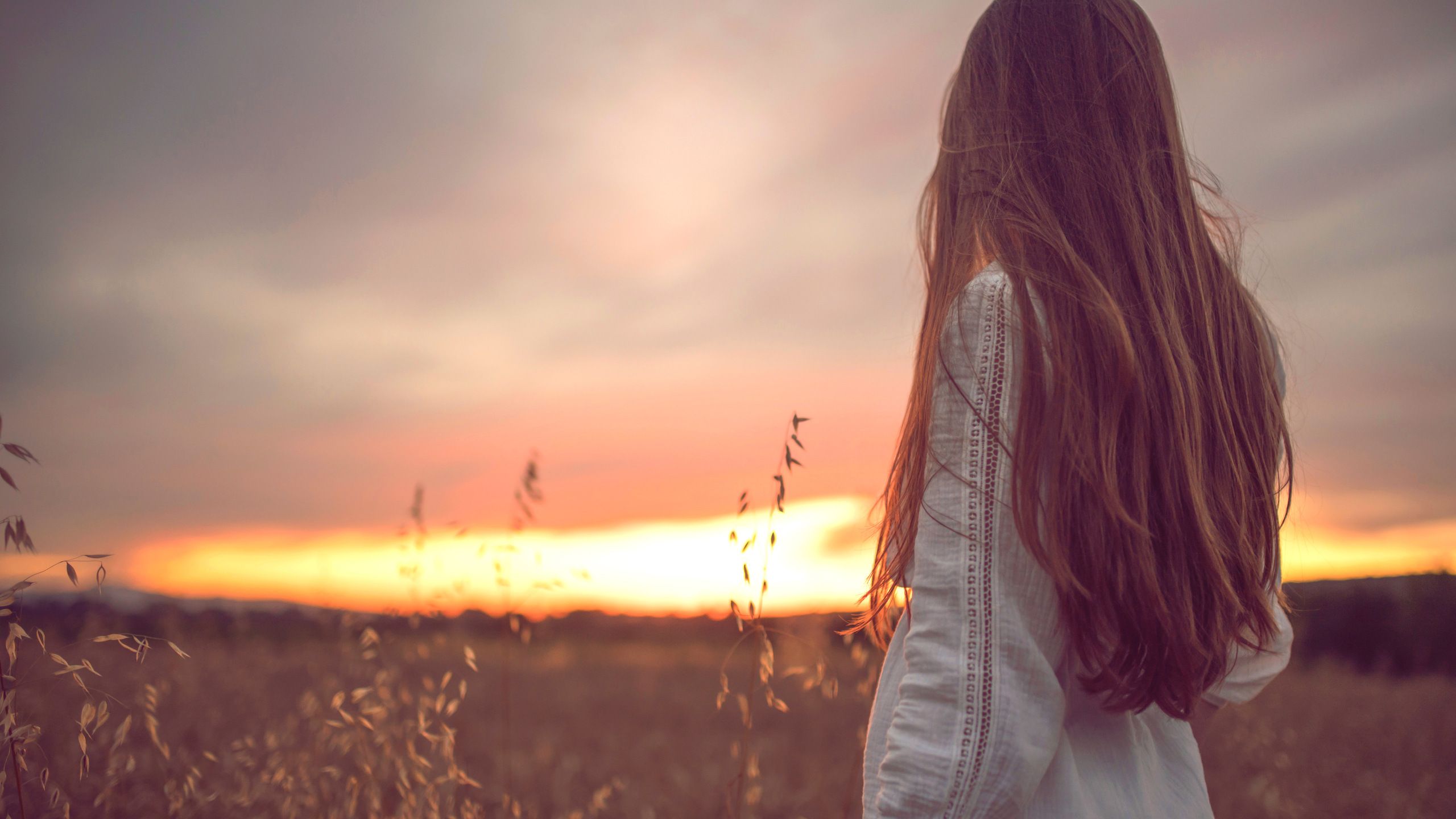 Girl In Nature Of Field 1440P Resolution HD 4k