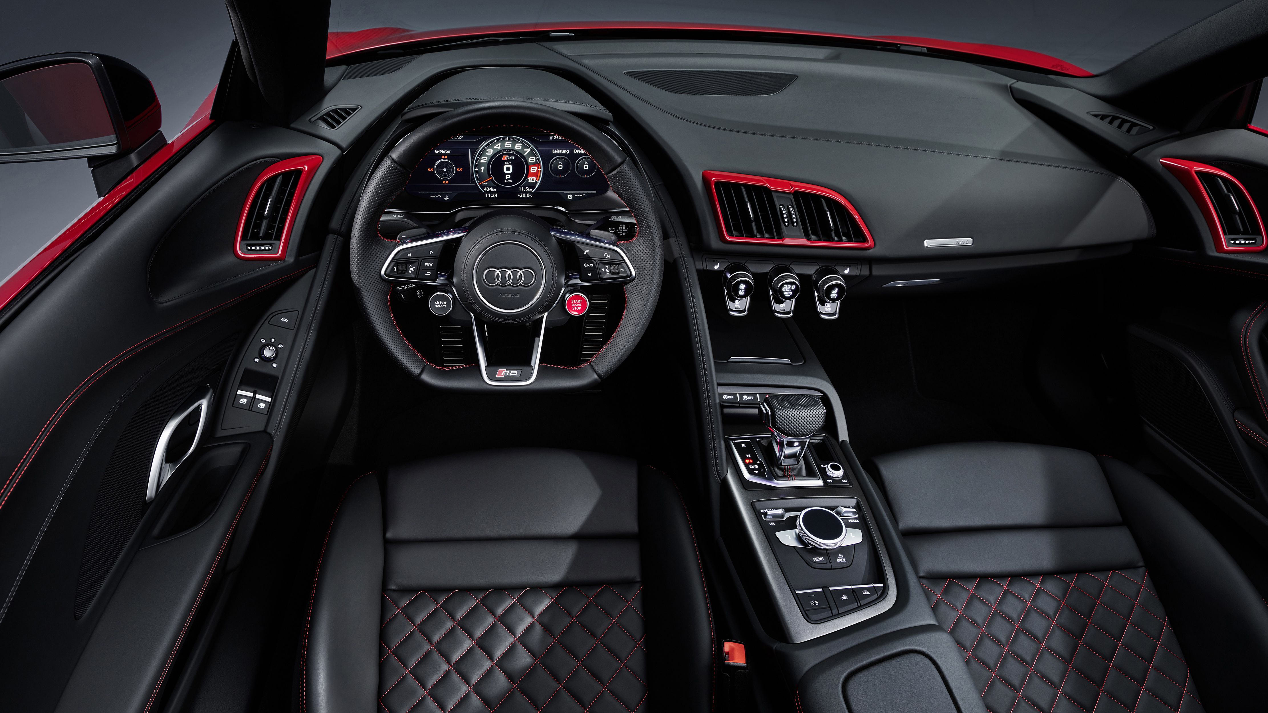 Audi R8 V10 RWD Spyder 2019 4K Interior Wallpaper. HD Car Wallpaper