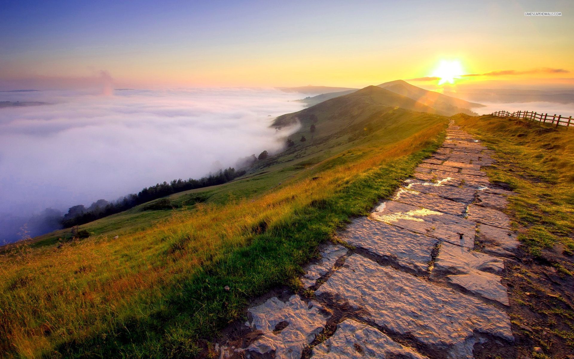 Foggy Clouds Way Natur Sunrise wallpaper. Foggy Clouds Way Natur