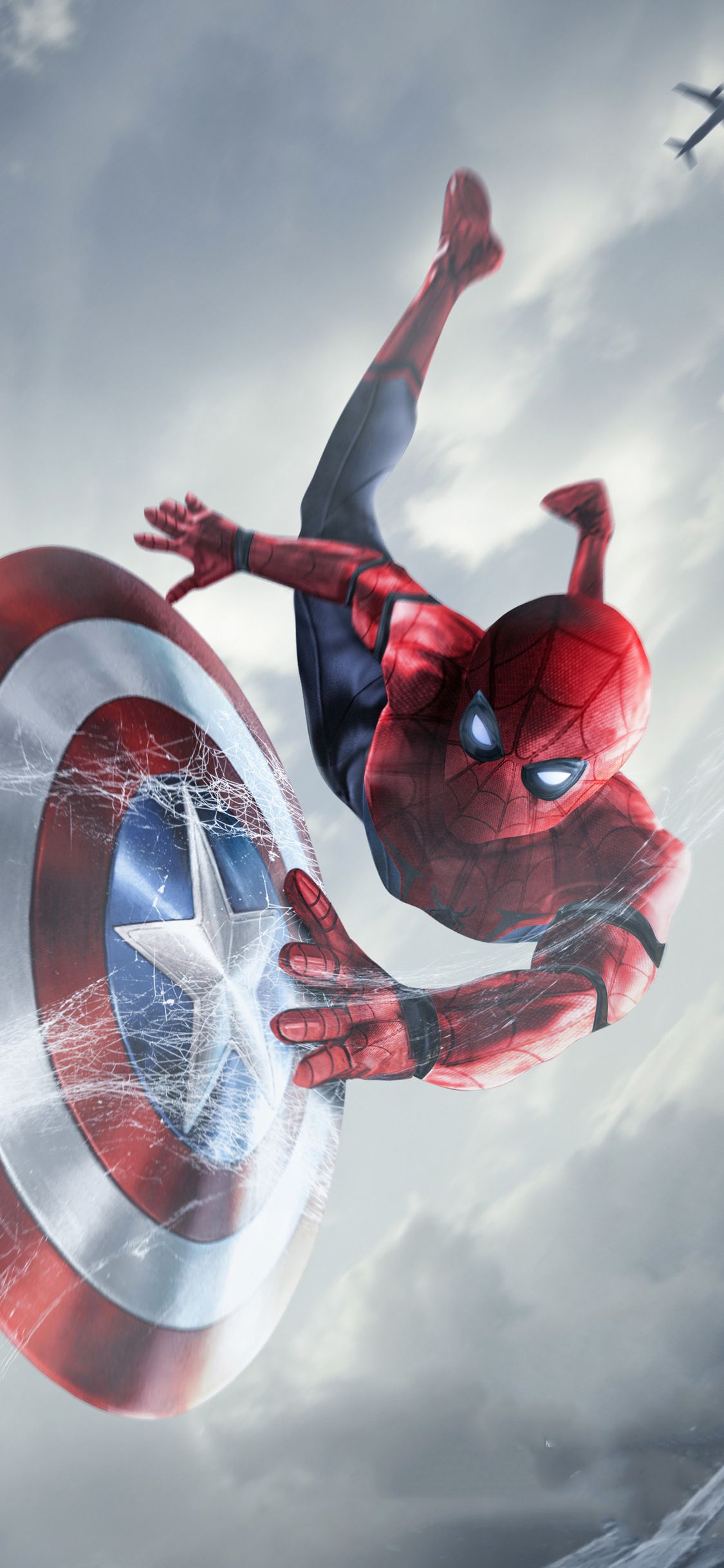 Spiderman Catching Captain America Shield iPhone XS